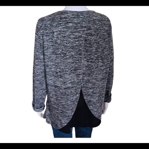 OLD NAVY Space Dye Tunic Top With Sheer Back Detail & Long Sleeves Grey Sz Large - Picture 3 of 8